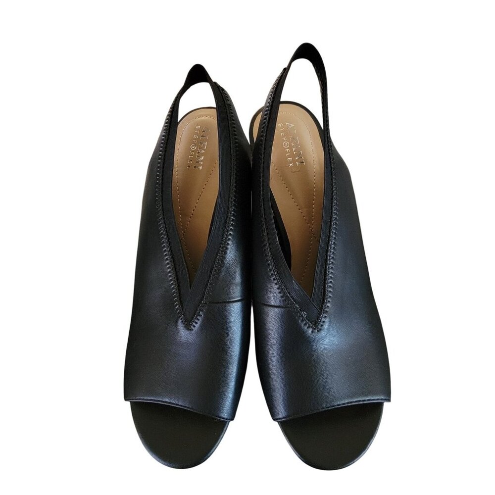 Alfani Ceal Black Slingback Peep-Toe Kitten Heel Shoes 10M - Picture 2 of 6